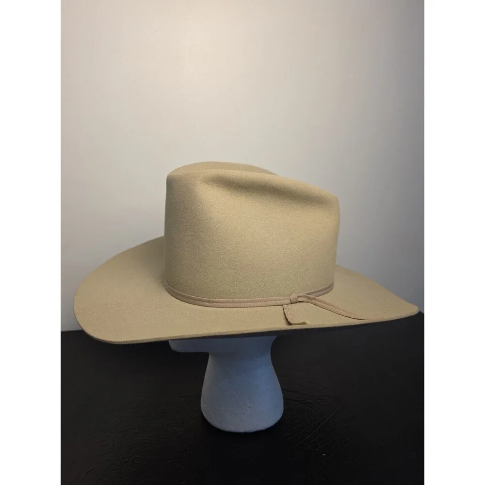 Cowboy Hat Beige Fur Felt 7 3/4 Sheplers Late 1970s 80s Ribbon